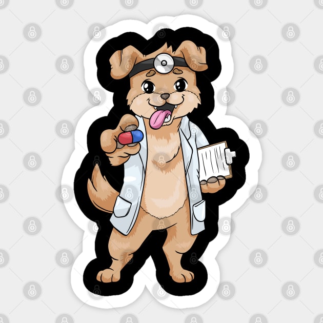 Funny dog as a doctor Sticker by Markus Schnabel